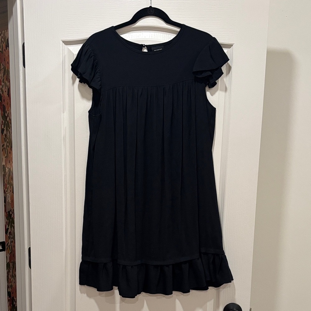 Women’s Who What Wear Black Ruffle Sleeve Dress
